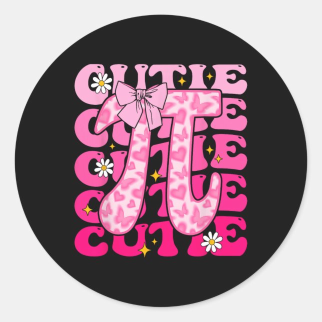 Pegatina Redonda Coquette Pi Day Bow Mujeres Niños Math Teache (Anverso)