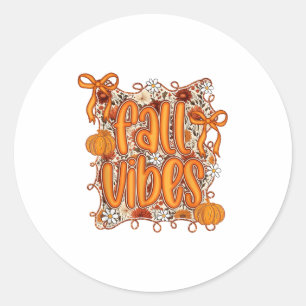 Pegatina Redonda Coquette Preppy Fall Vibes Floral Pumpkin Spice Co