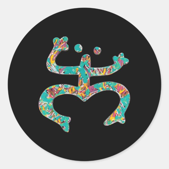 Pegatina Redonda Coqui Taino Boricua Puerto Rico Coqui Taino (Anverso)