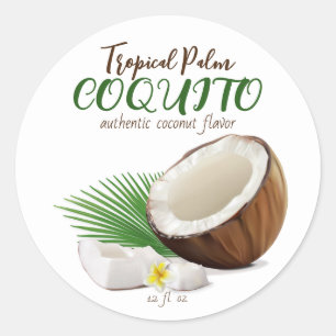 Pegatina Redonda Coquito Coco Tropical