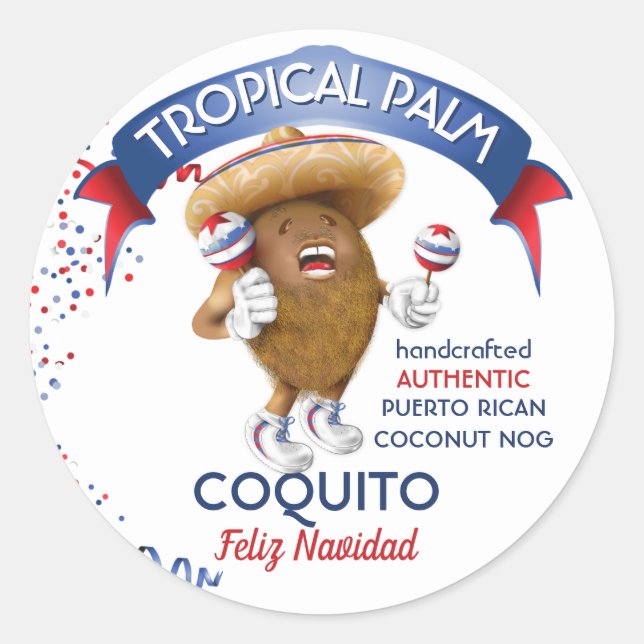 Pegatina Redonda Coquito Coconut Maracas (Anverso)