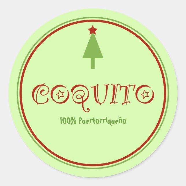 Pegatina Redonda Coquito Puertorriqueno (Anverso)