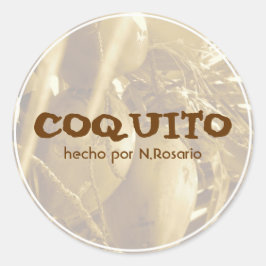 Pegatina Redonda Coquito Puertorriqueño