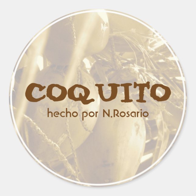 Pegatina Redonda Coquito Puertorriqueño (Anverso)