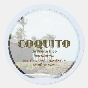 Pegatina Redonda Coquito Puertorriqueño Azul