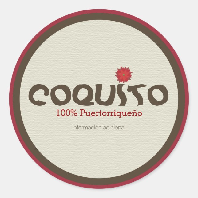 Pegatina Redonda Coquito Puertorriqueno: Coquito de Puerto Rico (Anverso)