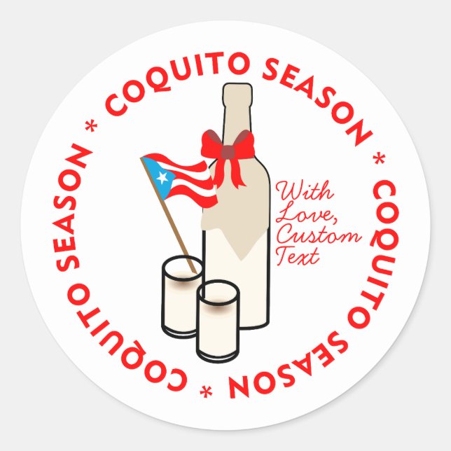 Pegatina Redonda Coquito Season Bottle Label Small Personalize Text (Anverso)