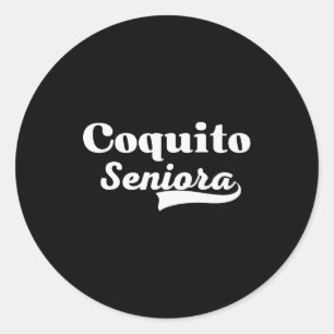 Pegatina Redonda Coquito Seniora Latino Navidad Bebida Puertorrique