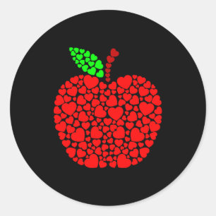 Pegatina Redonda Cora Apple Roja Corazón Bonito Hombres Mujeres Fun