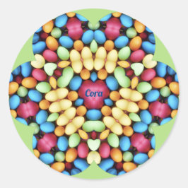 PEGATINA REDONDA CORA ~ HUEVOS ORIENTALES MULTICOLOR ~