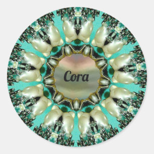 Pegatina Redonda CORA ~ Modelo abstracto brillante ~ Personalizado