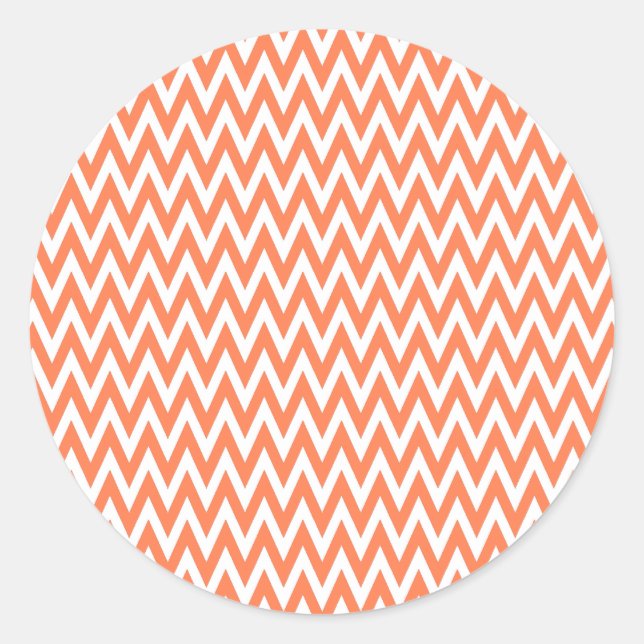 Pegatina Redonda Coral Elegant Chevron Design (Anverso)