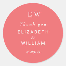 Pegatina Redonda Coral elegante y sencillo al atardecer con Boda mo