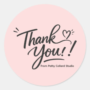 Pegatina Redonda Coral ¡Gracias! Caligrafía moderna Sticker