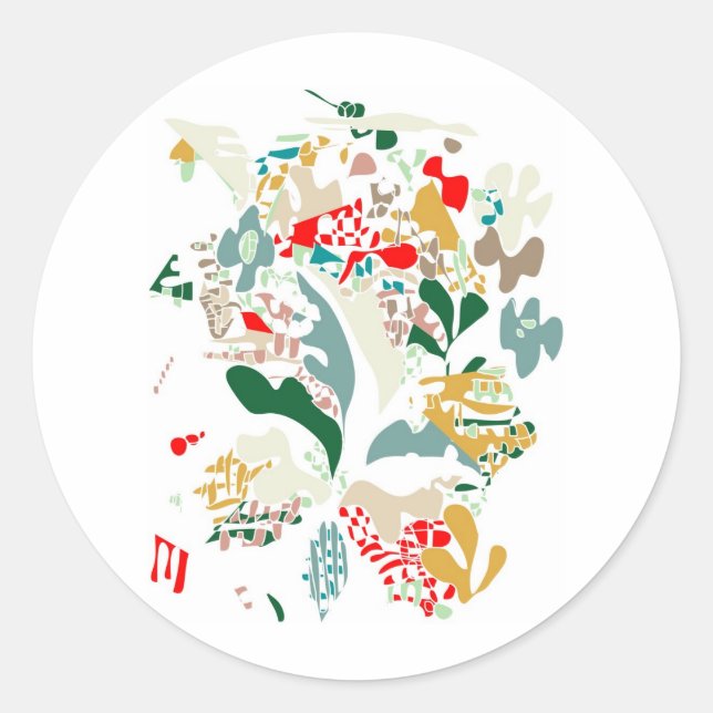 Pegatina Redonda Coral marino abstracto (Anverso)