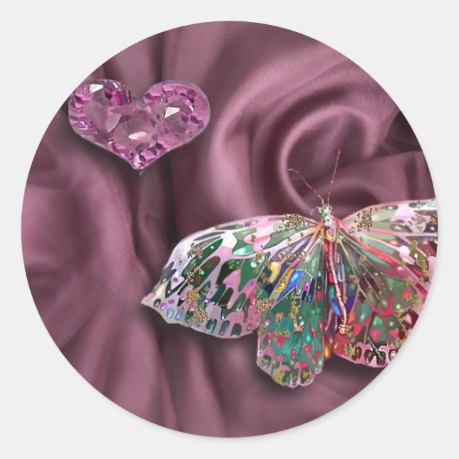 Pegatina Redonda ¡Corazón Ametista! (Anverso)