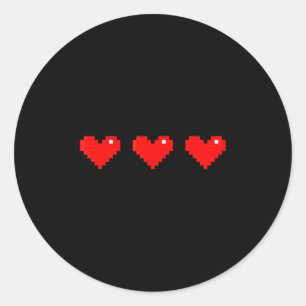 Pegatina Redonda Corazón antiguo de 8 bits Arcade Retro Xel Jugador