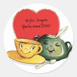 Pegatina Redonda Corazón antiguo de San Valentín