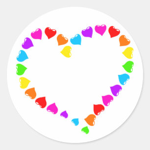 Pegatina Redonda Corazón arcoiris