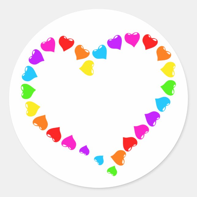 Pegatina Redonda Corazón arcoiris (Anverso)