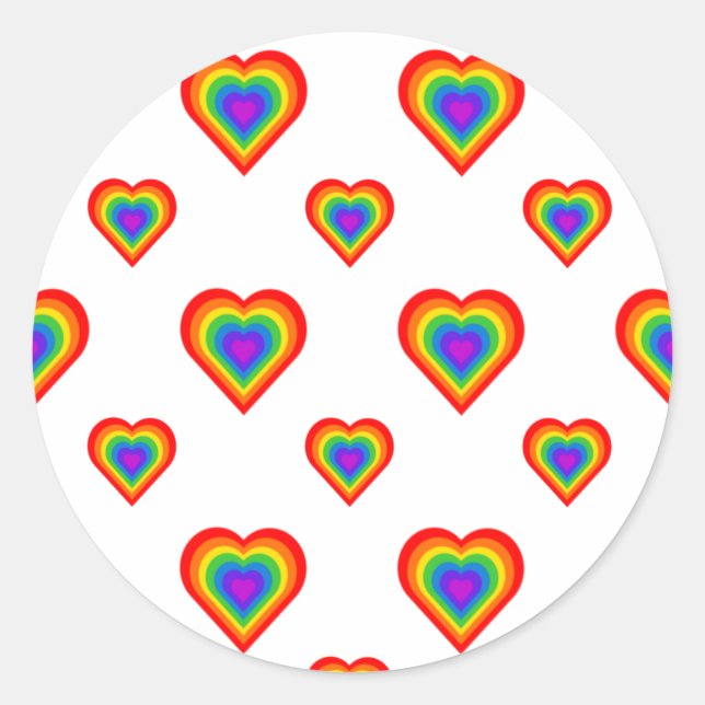 Pegatina Redonda Corazón arcoiris (Anverso)