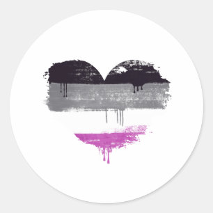 PEGATINA REDONDA CORAZÓN ASEXUAL - AMOR ASEXUAL