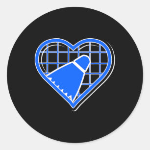Pegatina Redonda Corazón Azul Badminton Para Los Amantes De Badmint