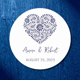 Pegatina Redonda Corazón azul de Talavera