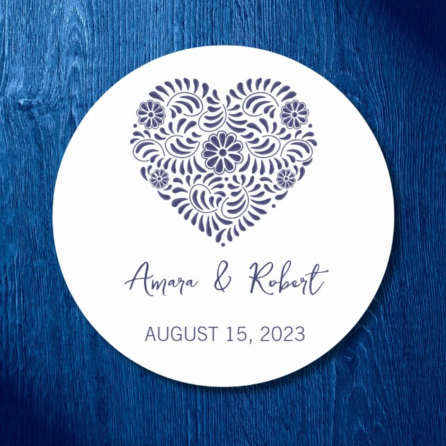 Pegatina Redonda Corazón azul de Talavera (Subido por el creador)