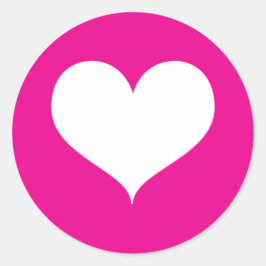 Pegatina Redonda Corazón blanco sobre fondo rosado