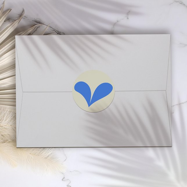 Pegatina Redonda Corazón Boda floral azul romántico (Subido por el creador)