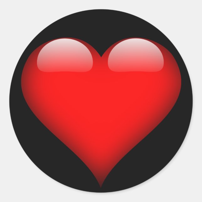 Pegatina Redonda Corazón brillante rojo, El día de San Valentín, Pe (Anverso)