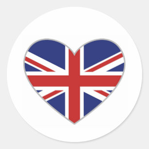 Pegatina Redonda Corazón británico