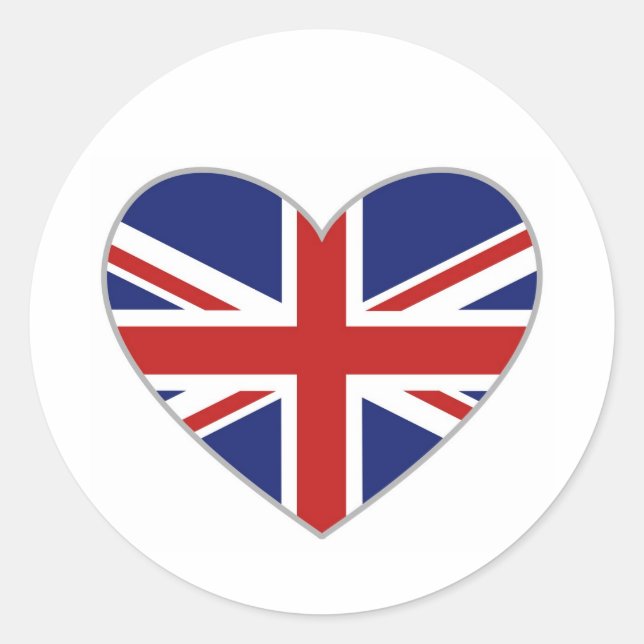 Pegatina Redonda Corazón británico (Anverso)