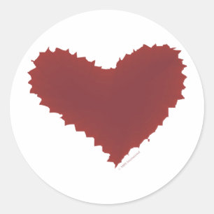 Pegatina Redonda Corazón caótico jadeo mal romance te amo