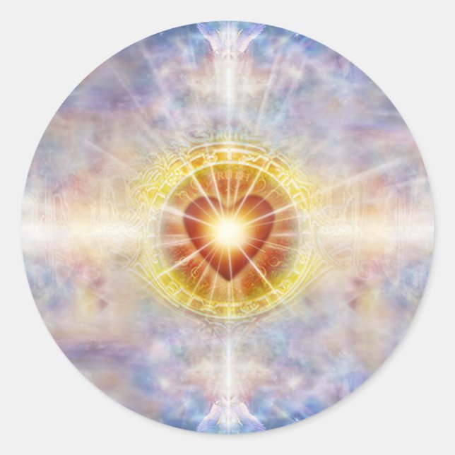 Pegatina Redonda Corazón celeste (Anverso)