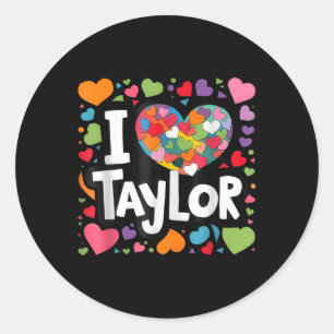 Pegatina Redonda Corazón colorido Mi Nombre Es Taylor Nombre