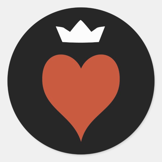 Pegatina Redonda Corazón con corona (Anverso)
