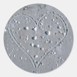 Pegatina Redonda Corazón (conchas)