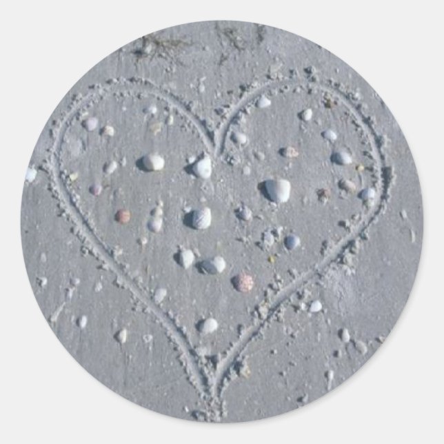 Pegatina Redonda Corazón (conchas) (Anverso)