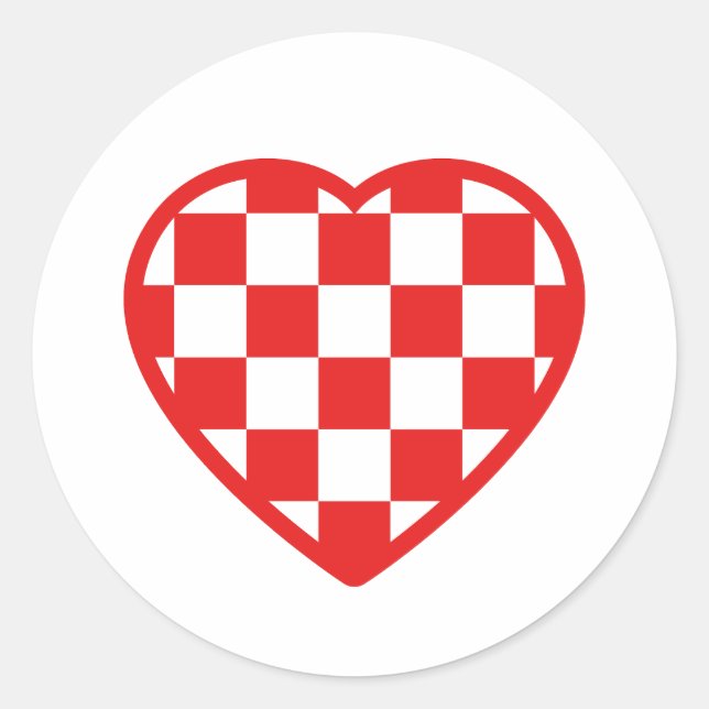Pegatina Redonda Corazón croata (Anverso)