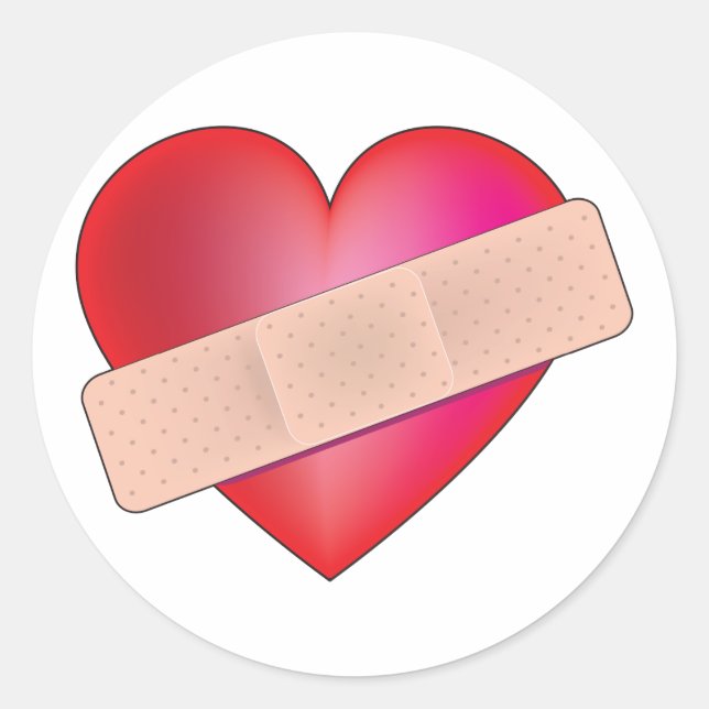 Pegatina Redonda Corazón curativo (Anverso)