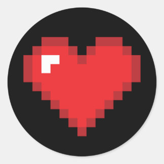 Pegatina Redonda Corazón de 8 bits