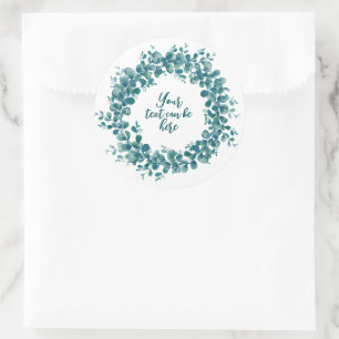 Pegatina Redonda Corazón de agua eucalipto verde