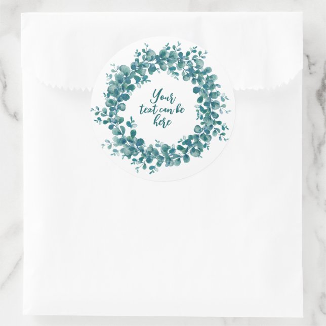 Pegatina Redonda Corazón de agua eucalipto verde (Bolso)