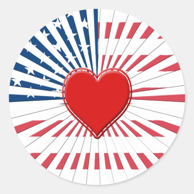 Pegatina Redonda Corazón de América (Anverso)