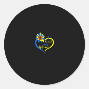 Pegatina Redonda Corazón de amor de mujeres Ucrania Girasol Me apoy