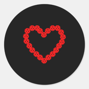Pegatina Redonda Corazón de amor de pickleball para regalos del día