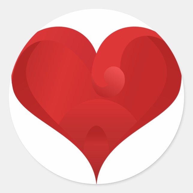 Pegatina Redonda Corazón de amor de San Valentín rojo dulce (Anverso)