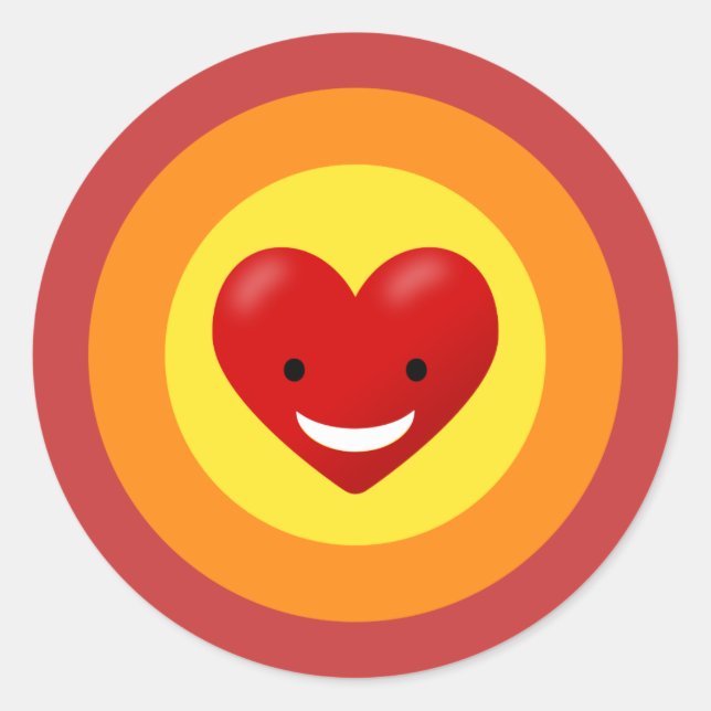 Pegatina Redonda Corazón de amor feliz (Anverso)